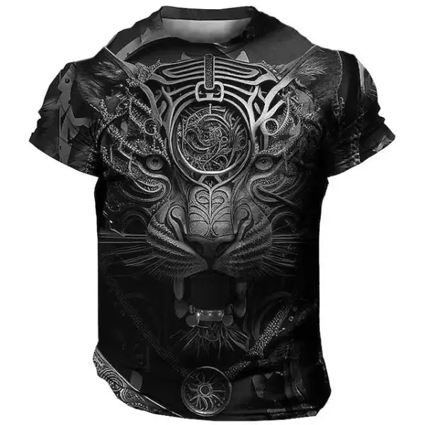 Domineering Lion 3D Print T-Shirt for Men – Summer Casual Oversized Streetwear Harajuku Short Sleeve Top - TX-BZ05 / 4XL