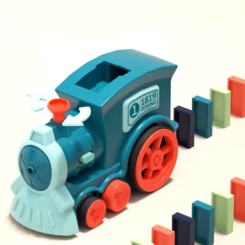 Domino Children's Puzzle Building Blocks - Automatic Train Chain Reaction Mechanism