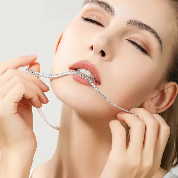 DOTEFFIL 925 Sterling Silver 6mm Side Chain Necklace – 16–24 Inch Unisex Jewelry for Wedding Engagement & Gift