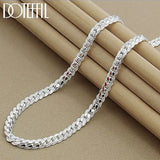 DOTEFFIL 925 Sterling Silver 6mm Side Chain Necklace – 16–24 Inch Unisex Jewelry for Wedding Engagement & Gift - 40cm