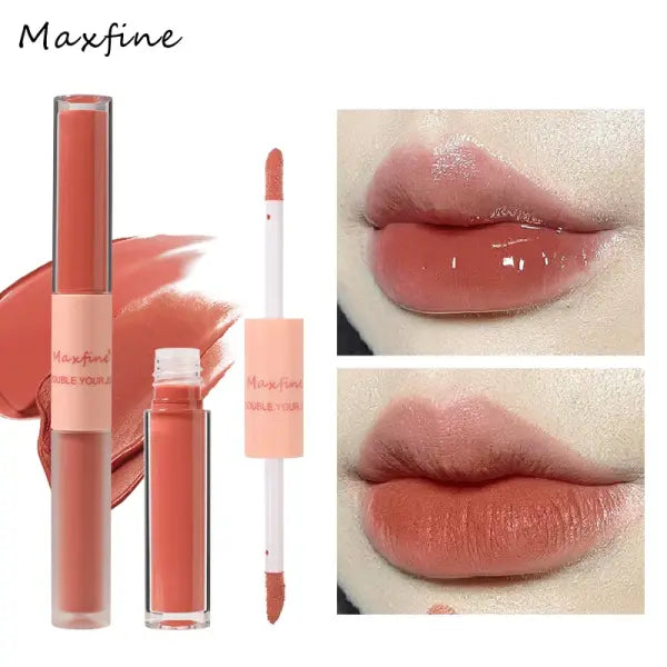 Double End Lip Glaze Full Gloss Mirror And Matte Velvet Long Term Color And Moisture Lip Gloss Anti Stain Cosmetic Lip