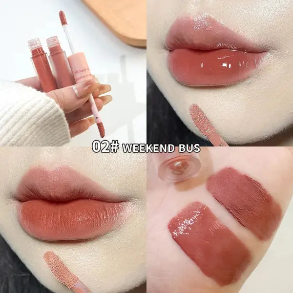 Double End Lip Glaze Full Gloss Mirror And Matte Velvet Long Term Color And Moisture Lip Gloss Anti Stain Cosmetic Lip