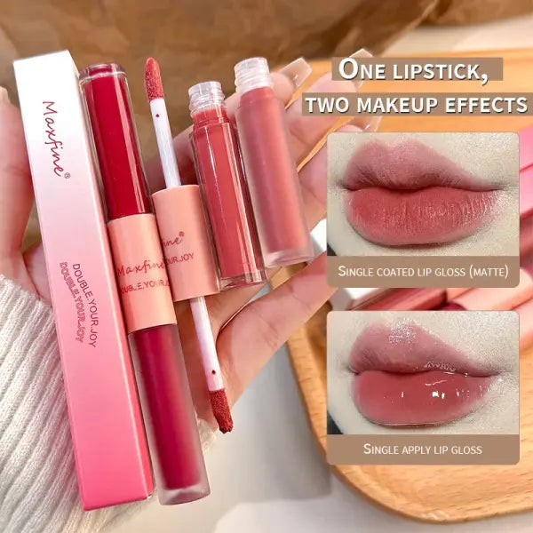 Double End Lip Glaze Full Gloss Mirror And Matte Velvet Long Term Color And Moisture Lip Gloss Anti Stain Cosmetic Lip