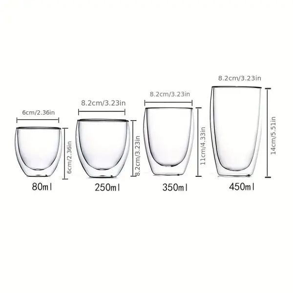 Double Wall Glass Espresso Mug Transparent Handmade Heat Insulated Drinkware