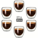 Double Wall Glass Espresso Mug Transparent Handmade Heat Insulated Drinkware - 6 pcs 80ml / 80-450ml
