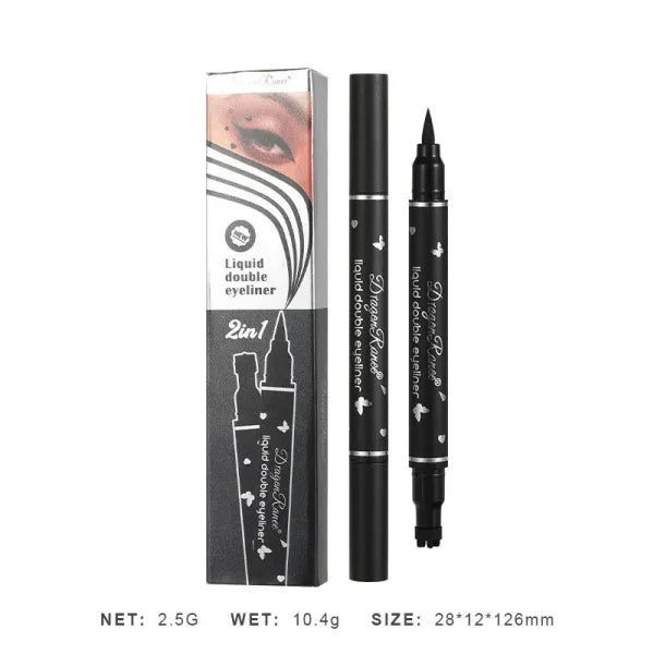 Dragon Ranee Double-Head Star Seal Eyeliner – Waterproof, Non-Smudging, Heart Plum Embellished Eye Tail Eyeliner for Novices - Himpall