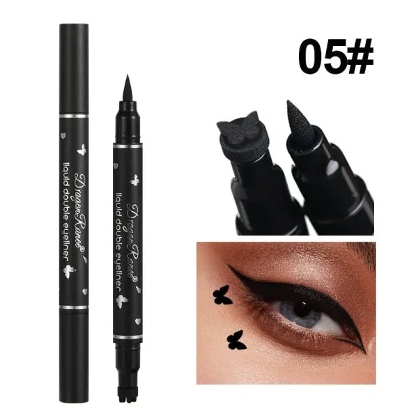 Dragon Ranee Double-Head Star Seal Eyeliner – Waterproof, Non-Smudging, Heart Plum Embellished Eye Tail Eyeliner for Novices - Himpall