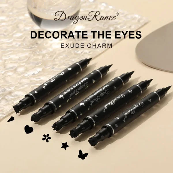 Dragon Ranee Double-Head Star Seal Eyeliner – Waterproof, Non-Smudging, Heart Plum Embellished Eye Tail Eyeliner for Novices - Himpall