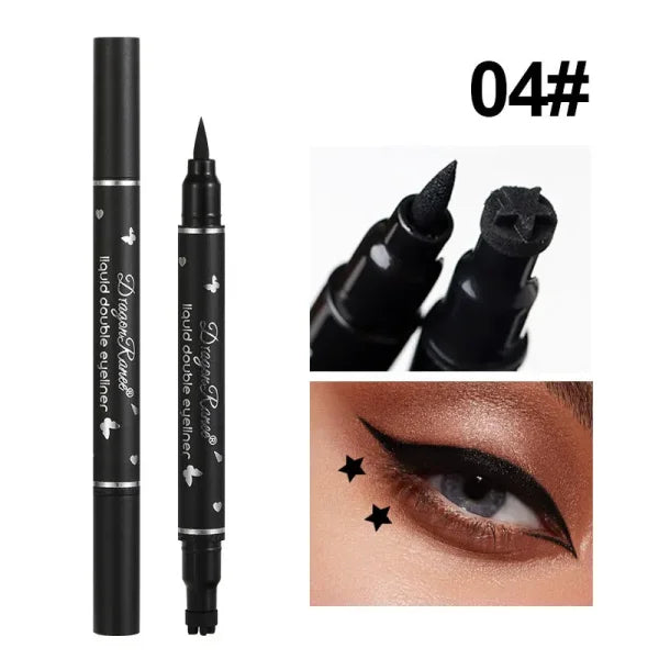 Dragon Ranee Double-Head Star Seal Eyeliner – Waterproof, Non-Smudging, Heart Plum Embellished Eye Tail Eyeliner for Novices - Himpall