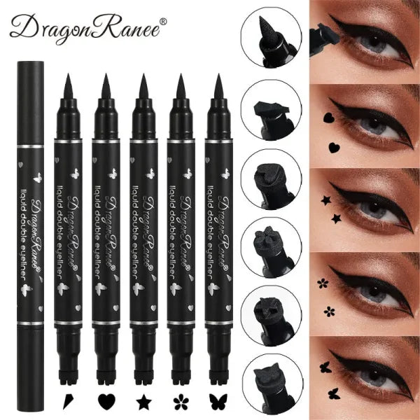 Dragon Ranee Double-Head Star Seal Eyeliner – Waterproof, Non-Smudging, Heart Plum Embellished Eye Tail Eyeliner for Novices - Himpall