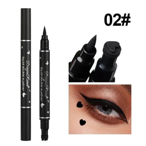 Dragon Ranee Double-Head Star Seal Eyeliner – Waterproof, Non-Smudging, Heart Plum Embellished Eye Tail Eyeliner for Novices - Himpall