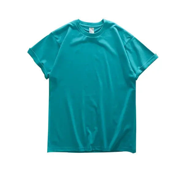 Dukeen 280gsm Oversized Cotton T-Shirt for Men – Summer Short Sleeve Casual Solid Color Tee - Green / XXL (90-105kg)
