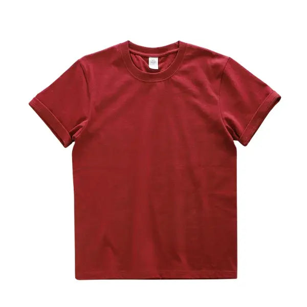 Dukeen 280gsm Oversized Cotton T-Shirt for Men – Summer Short Sleeve Casual Solid Color Tee - Burgundy / L (67.5-80kg)