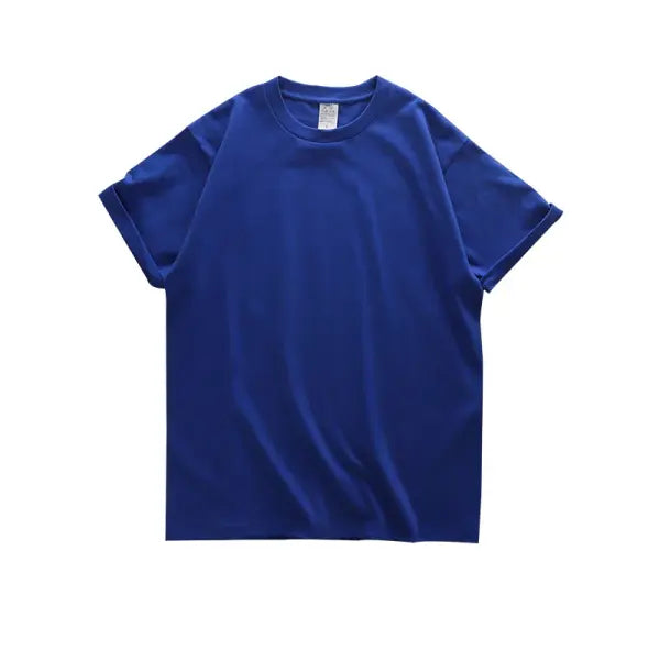 Dukeen 280gsm Oversized Cotton T-Shirt for Men – Summer Short Sleeve Casual Solid Color Tee - Klein Blue / L (67.5-80kg)