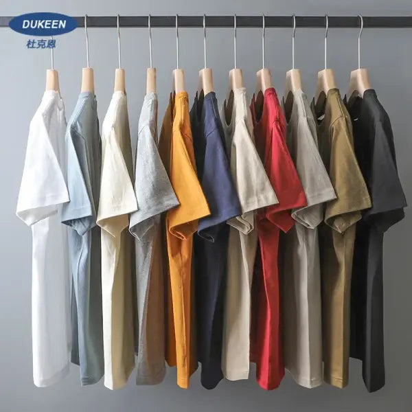 Dukeen 280gsm Oversized Cotton T-Shirt for Men – Summer Short Sleeve Casual Solid Color Tee