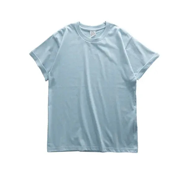 Dukeen 280gsm Oversized Cotton T-Shirt for Men – Summer Short Sleeve Casual Solid Color Tee - Light Blue / L (67.5-80kg)