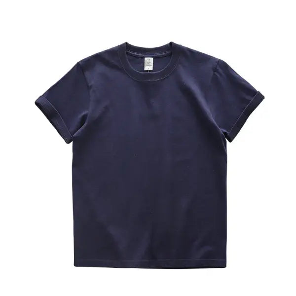 Dukeen 280gsm Oversized Cotton T-Shirt for Men – Summer Short Sleeve Casual Solid Color Tee - Navy Blue / XXL (90-105kg)