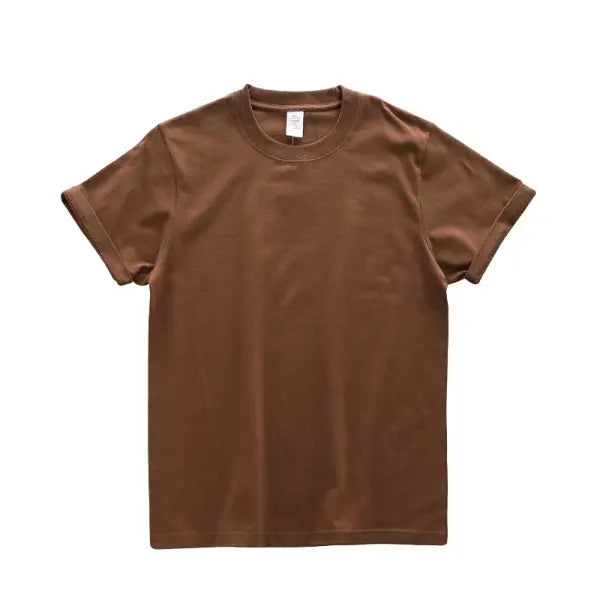 Dukeen 280gsm Oversized Cotton T-Shirt for Men – Summer Short Sleeve Casual Solid Color Tee - Coffee / XXL (90-105kg)