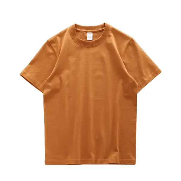 Dukeen 280gsm Oversized Cotton T-Shirt for Men – Summer Short Sleeve Casual Solid Color Tee - Dark Yellow / S