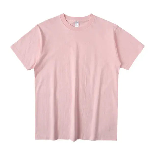 Dukeen 280gsm Oversized Cotton T-Shirt for Men – Summer Short Sleeve Casual Solid Color Tee - Pink / XXL (90-105kg)