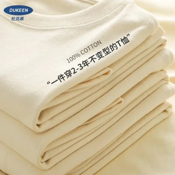 Dukeen 280gsm Oversized Cotton T-Shirt for Men – Summer Short Sleeve Casual Solid Color Tee