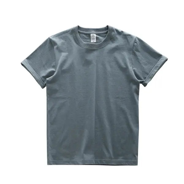 Dukeen 280gsm Oversized Cotton T-Shirt for Men – Summer Short Sleeve Casual Solid Color Tee - Blue / S (52.5-60kg)