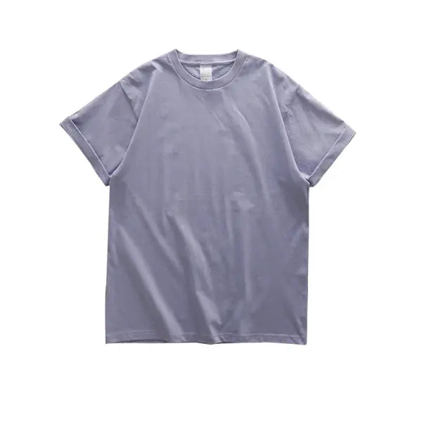 Dukeen 280gsm Oversized Cotton T-Shirt for Men – Summer Short Sleeve Casual Solid Color Tee - Purple / XXL (90-105kg)