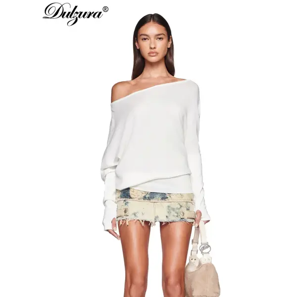 Dulzura Sexy Elegant One-Shoulder Long Sleeve Top for Women – Irregular Design Birthday Party & Office Wear