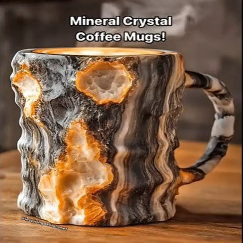 Elegant Resin Crystal Coffee Mug for Home and Workplace Decor - Rock / 10cm High / Flat mouthed inner liner