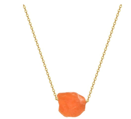 Simple Rainbow Stone Crystal Column Necklace with O Chain - Carnelian Stone / 1PCS - Hair Remover