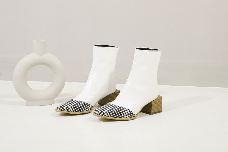 Plus Size Leather Martin Boots for Women with Thick Heel