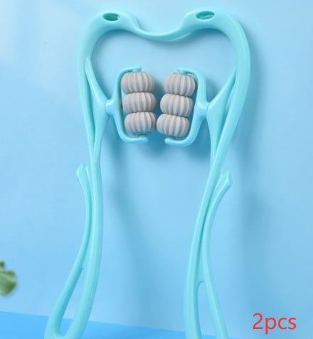 Multifunctional Manual Six-wheel Neck Massager Massage Relieve Roller Massage Tool - Blue 2PCS