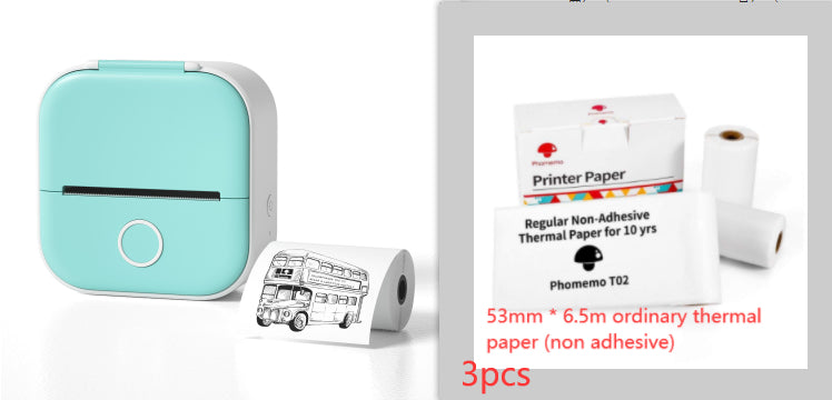 Phomemo T02 Portable Bluetooth Thermal Label Printer - All green set2 / USB