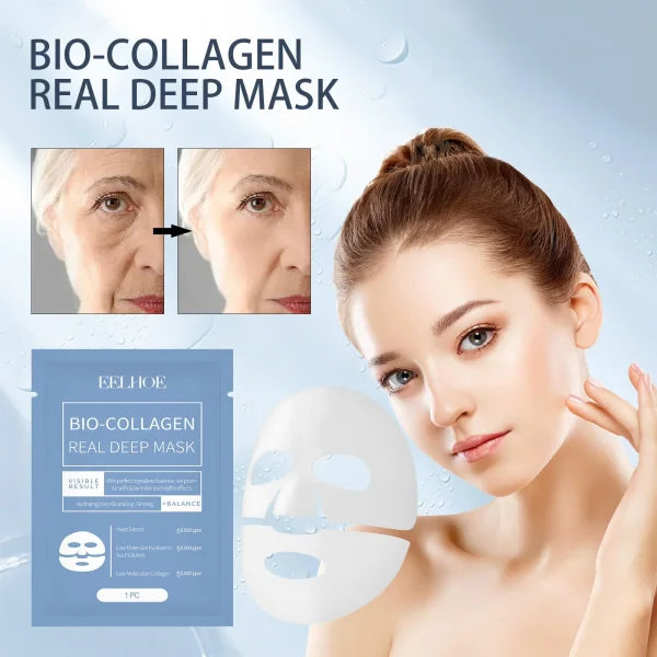 Collagen Wrinkle Remover Facial Mask Deep Moisturizing Whitening Soluble Hydrogel Mask Smooth Brighten Korean Skin Care