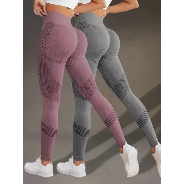 Elastic High Waist Leggings Women Knitted Solid Tights Seamless Butt Lift Fitness Yoga Fashion Skinnly Gym Sports