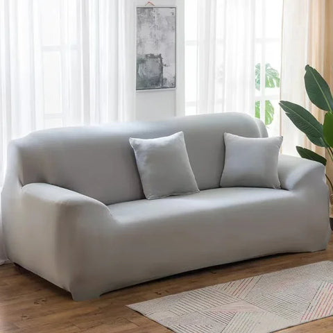 Elastic Solid Sofa Cover Protector for 1/2/3/4 Seater L-Shaped Corner Sofa - Light grey / 1-seat 90-140cm