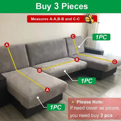 Elastic Solid Sofa Cover Protector for 1/2/3/4 Seater L-Shaped Corner Sofa