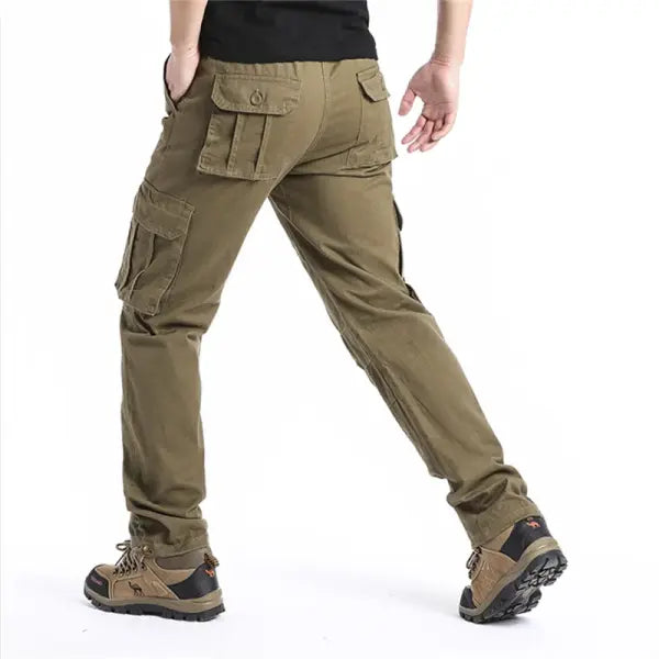 Elastic Waist Tactical Jogging Pants Pure Cotton Loose Outdoor Work Style