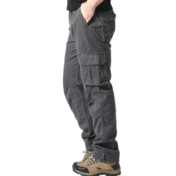 Elastic Waist Tactical Jogging Pants Pure Cotton Loose Outdoor Work Style - MST Grey / M 50-60kg
