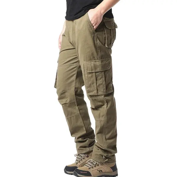 Elastic Waist Tactical Jogging Pants Pure Cotton Loose Outdoor Work Style - MST Military yellow / M 50-60kg