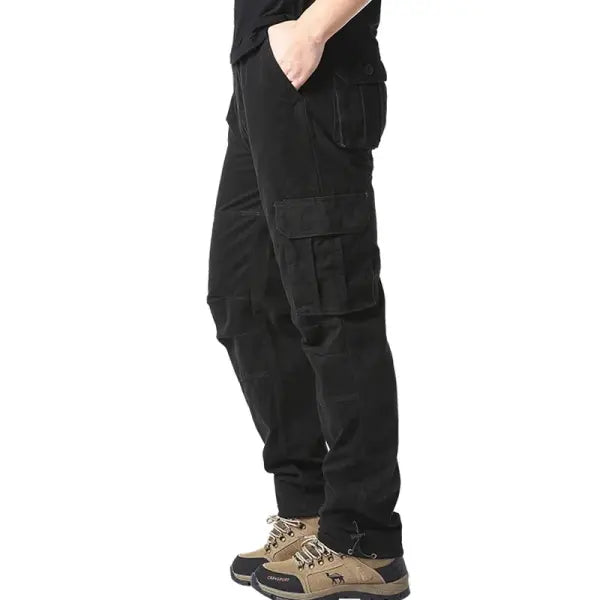 Elastic Waist Tactical Jogging Pants Pure Cotton Loose Outdoor Work Style - MST Black / M 50-60kg