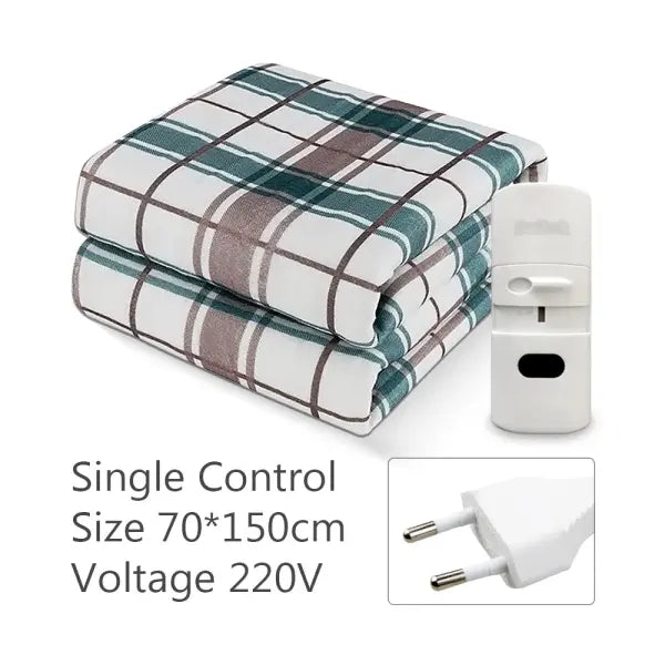 Thick Electric Heating Blanket 220V with Thermostat – Winter Body Warmer 70×150 / 120×150 / 150×180 cm - Green 70X150CM