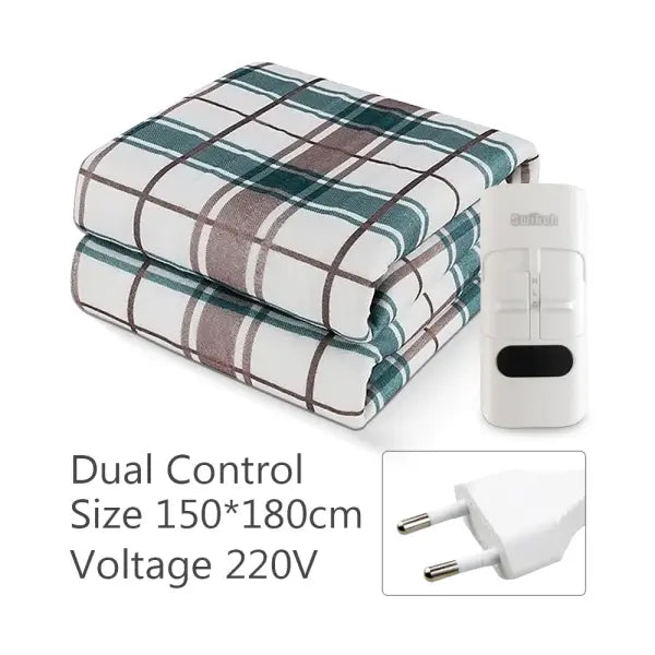 Thick Electric Heating Blanket 220V with Thermostat – Winter Body Warmer 70×150 / 120×150 / 150×180 cm - Green 150X180CM