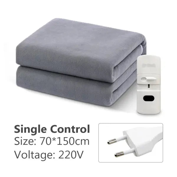 Thick Electric Heating Blanket 220V with Thermostat – Winter Body Warmer 70×150 / 120×150 / 150×180 cm - Grey 70X150CM