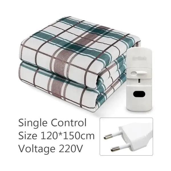Thick Electric Heating Blanket 220V with Thermostat – Winter Body Warmer 70×150 / 120×150 / 150×180 cm - Green 120X150CM
