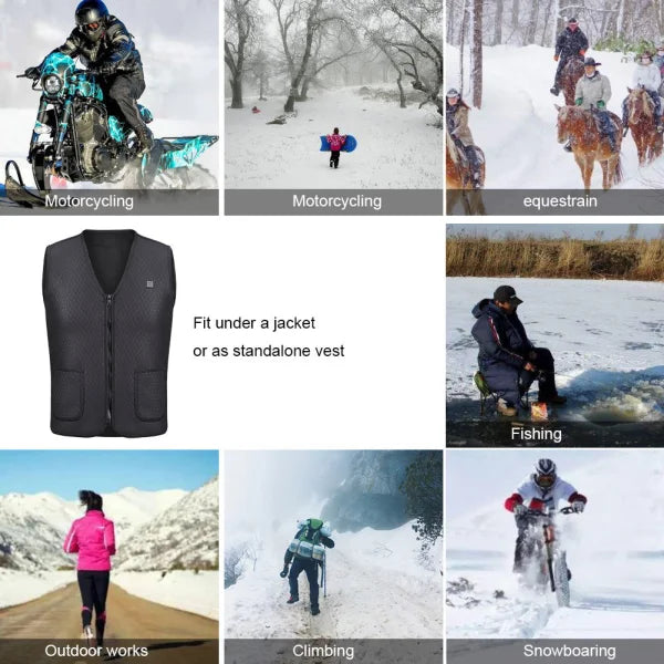 Electric Heated Vest for Outdoor Riding Skiing and Fishing Activities - Himpall