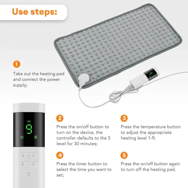 Electric Heating Pad – 9-Level Constant Temperature Heat Mat with Timer Warm Thermal Body Pad