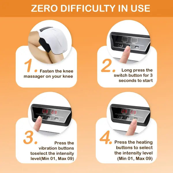 Electric Knee Massager Adjustable Temperature Vibration Cordless Knee Massager with LED Screen White Knee Massage