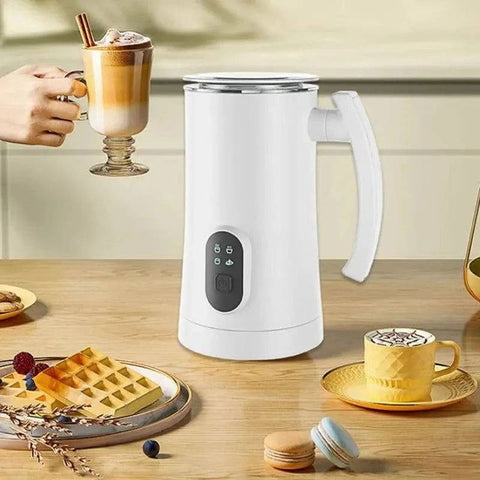 Electric Milk Frother - 4-in-1 Coffee Frother with EU Plug - White