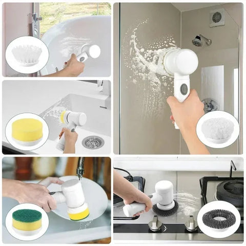 Electric Spin Scrubber 5-in-1 Power Brush with Replaceable Heads